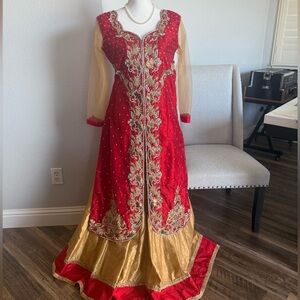 Red and Gold lehenga